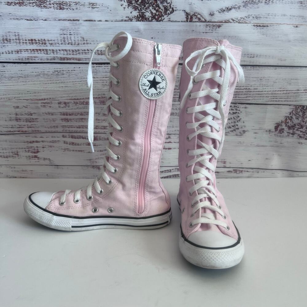 CONVERSE CHUCK TAYLOR YOUTH ALL STAR XXHI KNEE HIGH BOOTS PINK SIZE 2 - Picture 2 of 9